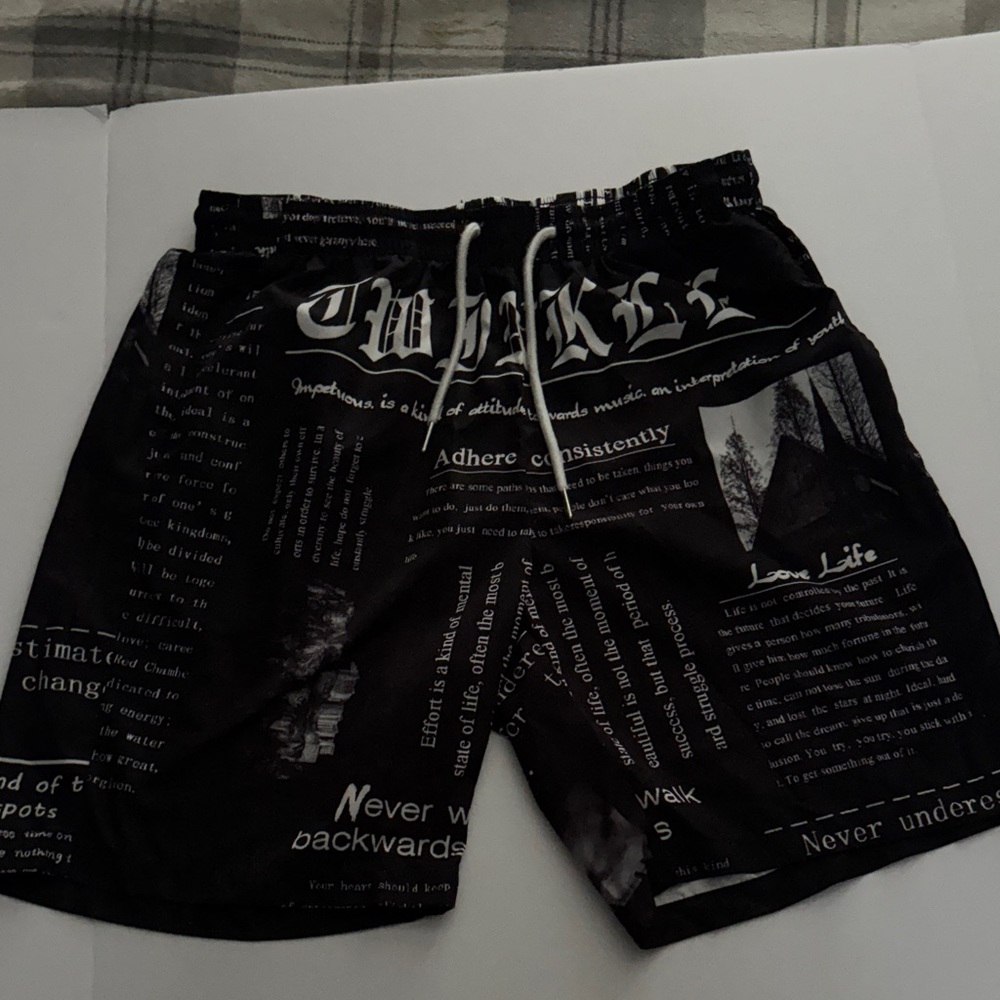 Black Graphic Print Shorts